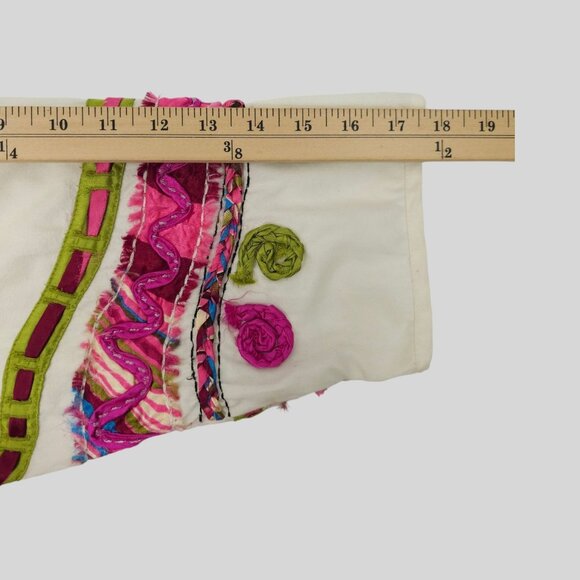 Bleu Bayou Open Front Jacket Size 1X Artsy Colorful 3/4 Sleeve Ribbon Applique - Picture 5 of 16